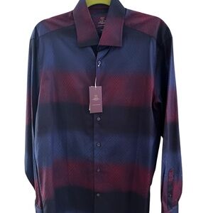 Men’s Curtis Hawes & Curtis Red Blue  Long Sleeve Piccadilly Shirt NWT Large